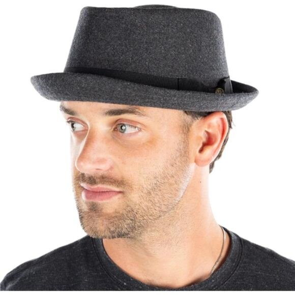 Fedora Hats for Men Premium Wool Women Structured Black Bowler
